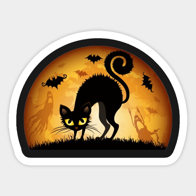 Halloween Black Cat Sticker by Cardist